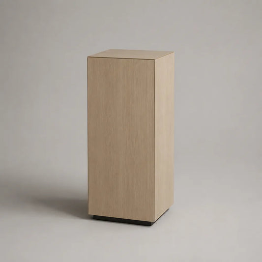 Tavolino laterale rettangolare in MDF effetto rovere chiaro con vano contenitore 40 x 35 x 70 cm