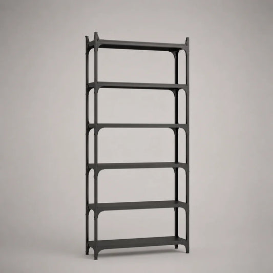 Libreria scaffale a 5 ripiani in acciaio nero struttura rettangolare 180 x 90 x 35 cm